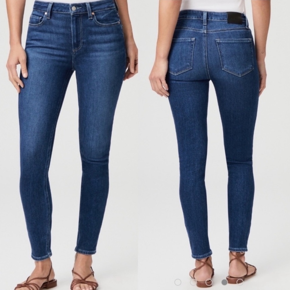 PAIGE Hoxton Skinny Stretch Dark Wash Jeans in Mika Wash